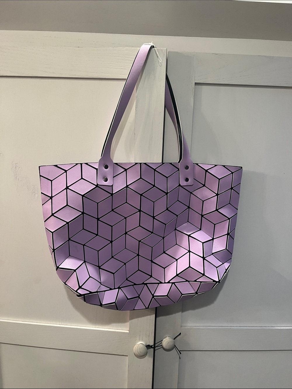 Patrizia Luca Lavender Geometric Cube Tote